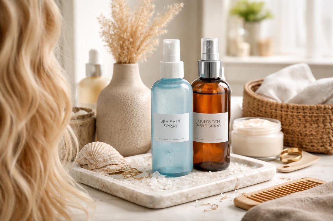 Fine hair with natural beachy waves and texture spray