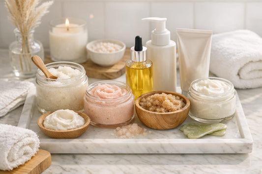 Seasonal body scrub and treatment routine for soft skin