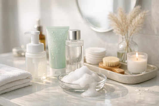 Gentle facial cleansing wash lather for refreshed seasonal routine