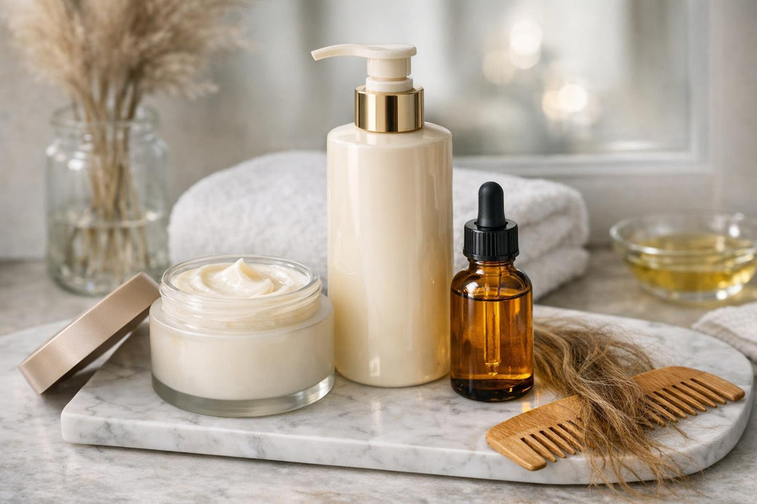 Seasonal hair care set with mask, conditioner, and serum