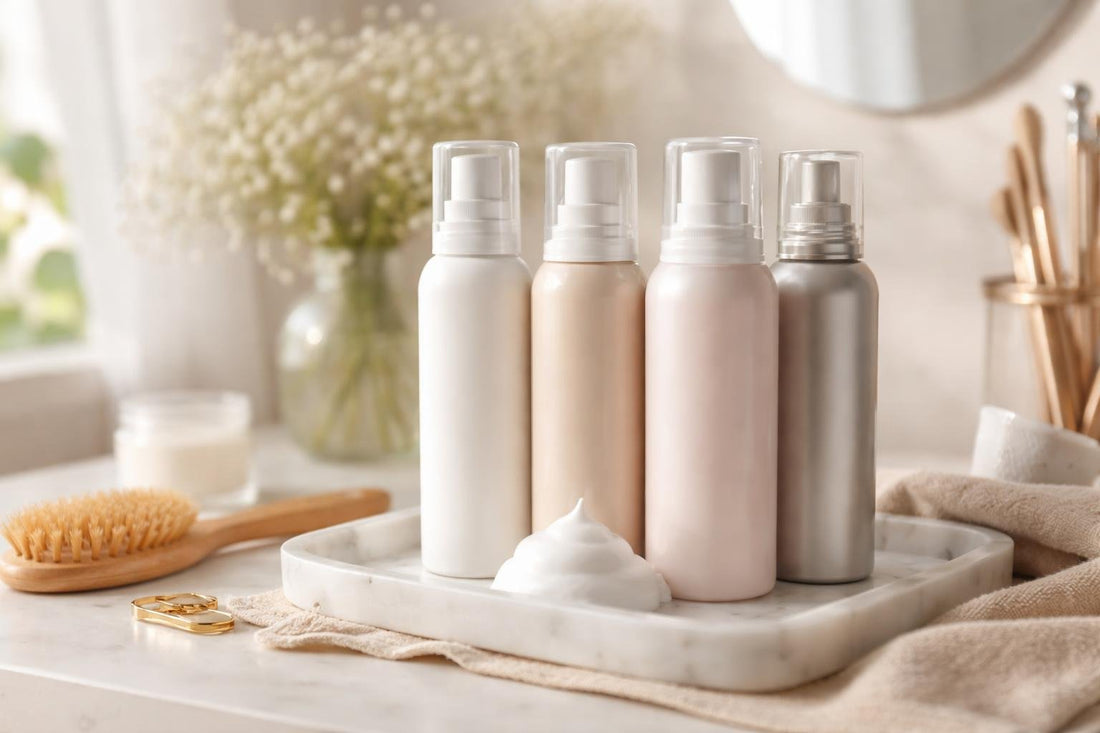 Airy volume and frizz control with seasonal hair mousse