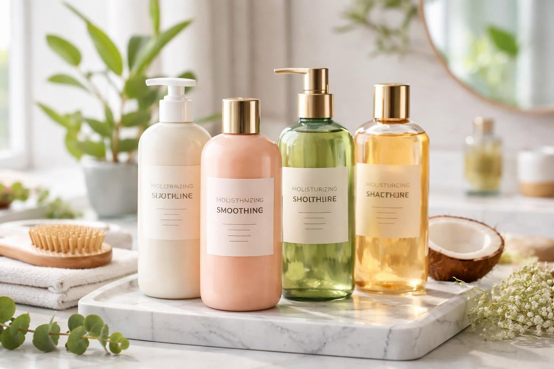 Seasonal shampoo collection bottles for soft healthy hair