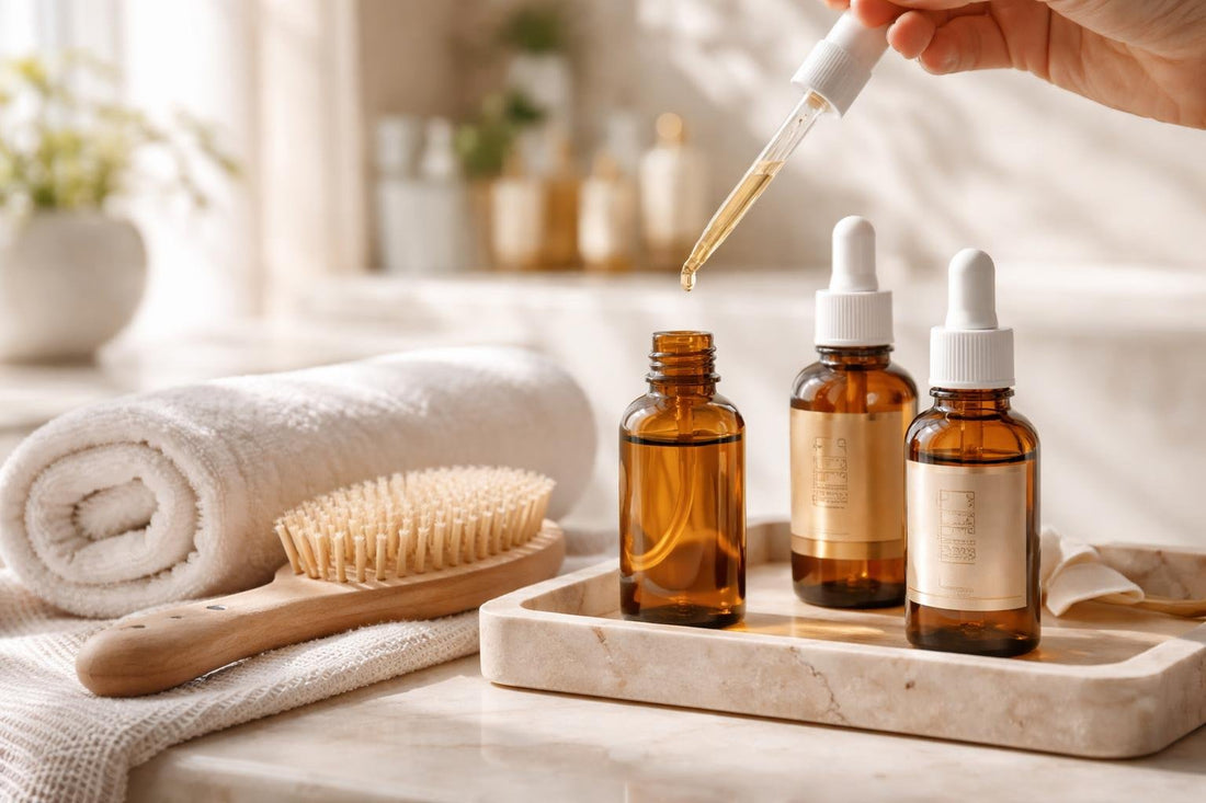 Hair tonic applied to scalp for seasonal shine