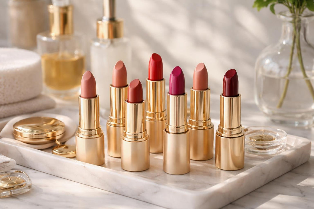 Seasonal lipstick shades in matte satin and glossy finishes