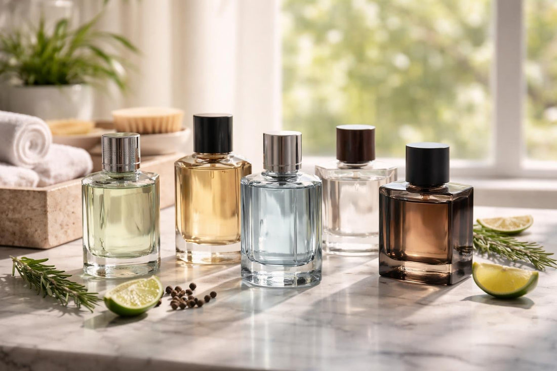 Seasonal men’s cologne collection with fresh and woody notes