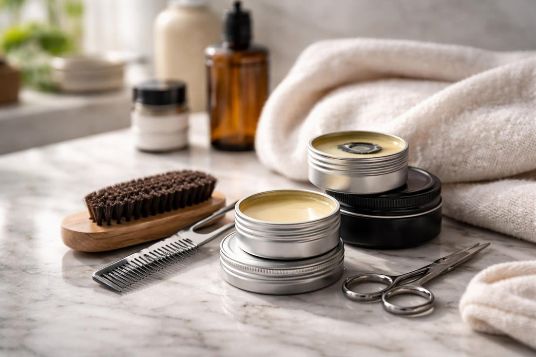Mustache wax applied for strong seasonal hold and shape