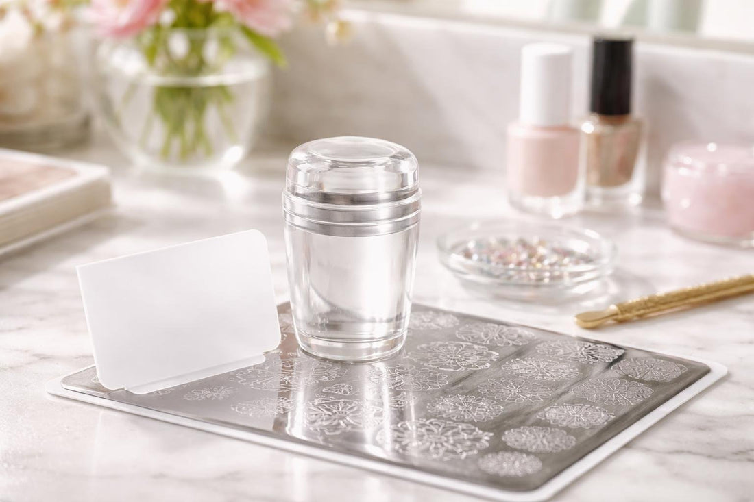 Clear nail stamper and scraper for seasonal nail art