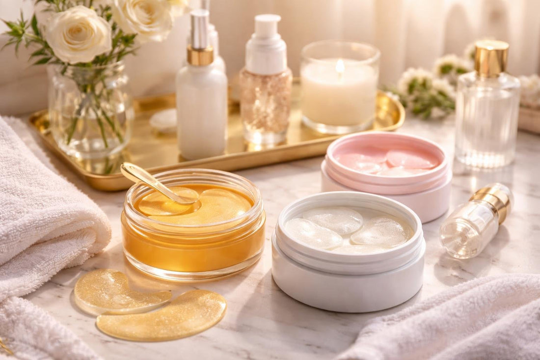Hydrogel under-eye mask patches for seasonal hydration and puffiness