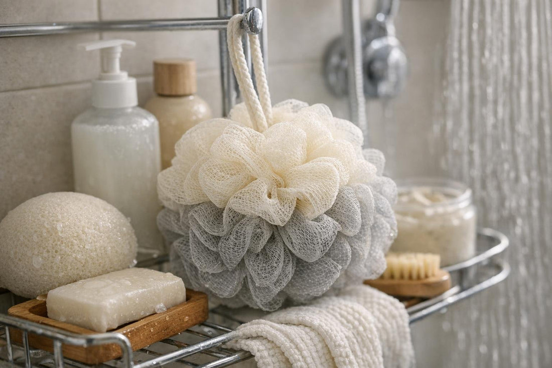 soft bath loofah for sensitive skin in shower
