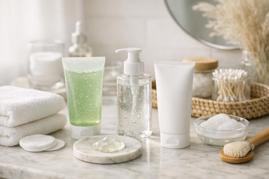 Gentle facial cleansing gel routine for sensitive skin