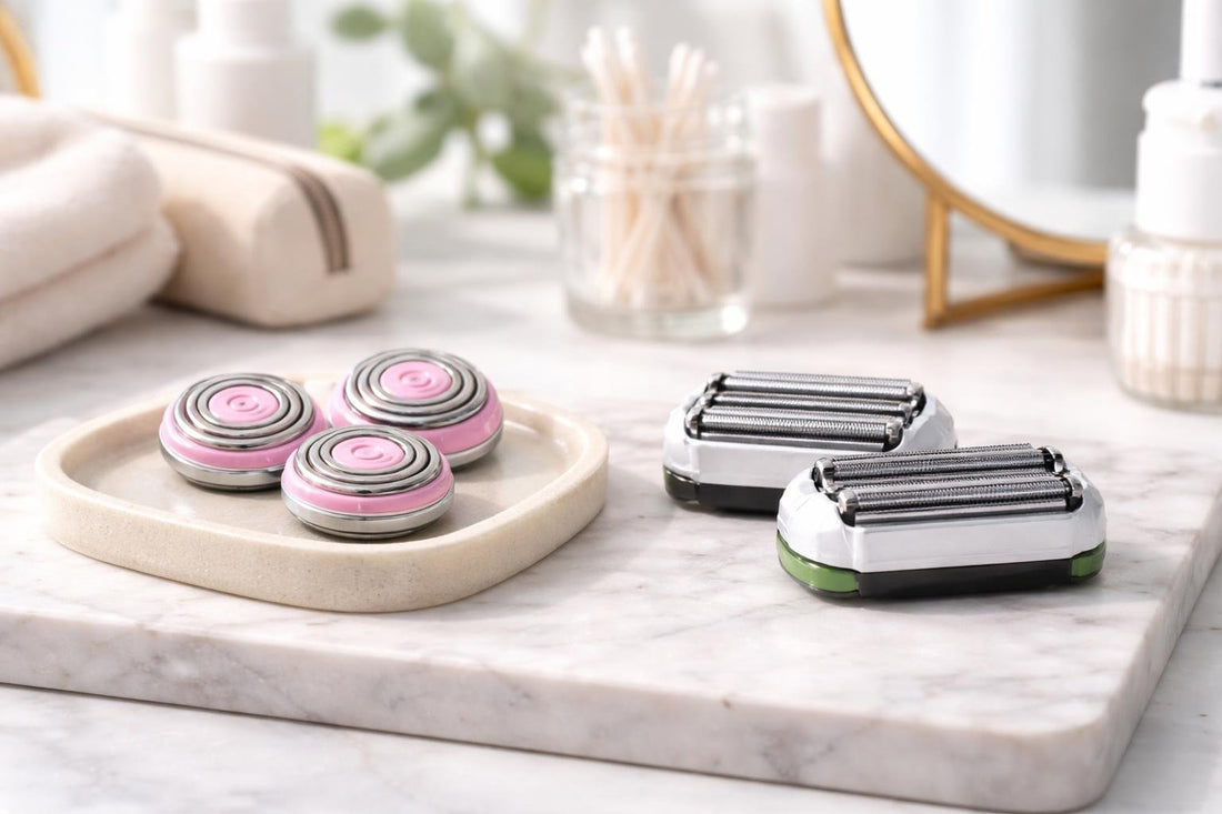 Close-up of replacement shaver heads for women’s shaver