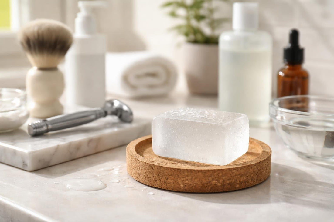 Shaving alum block used after shave for comfort