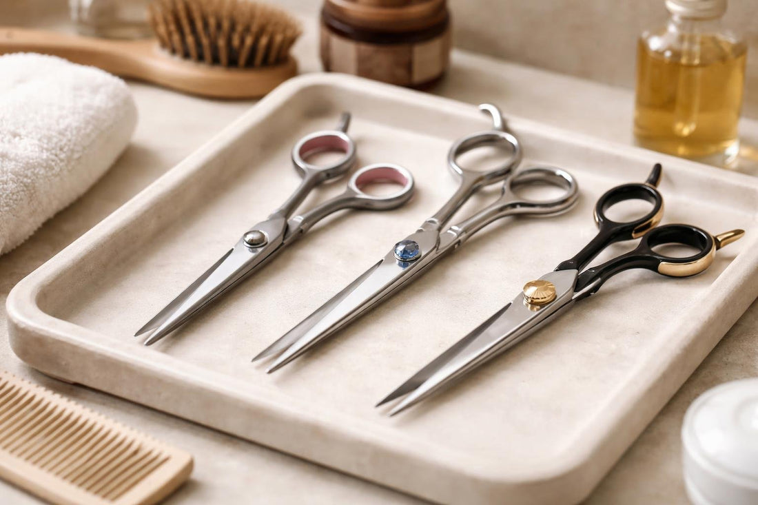 Professional hair cutting shears sized for beginner to pro