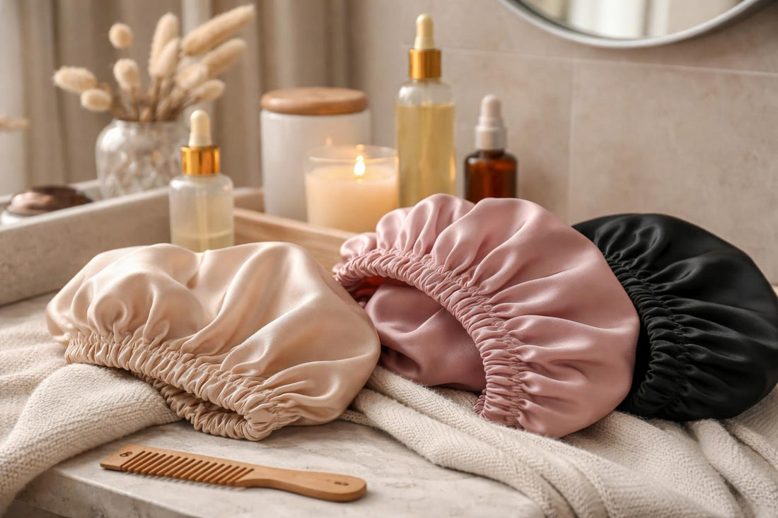 Silk and satin hair bonnets for winter care