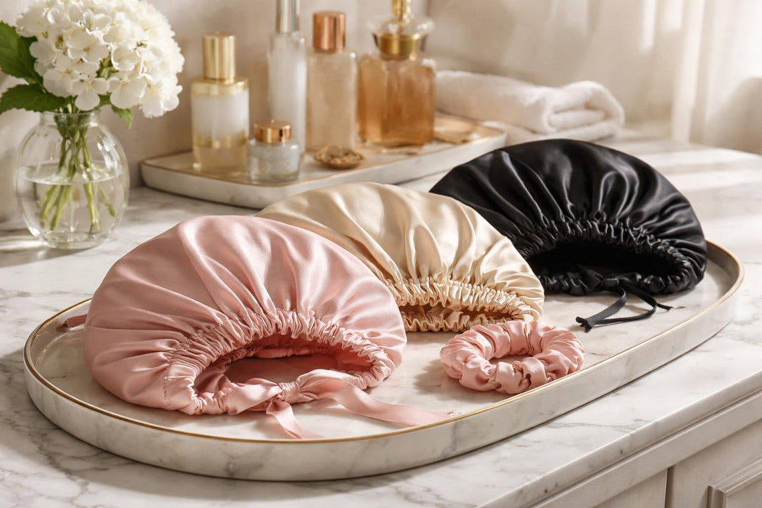 silk and satin hair bonnets on display Toronto