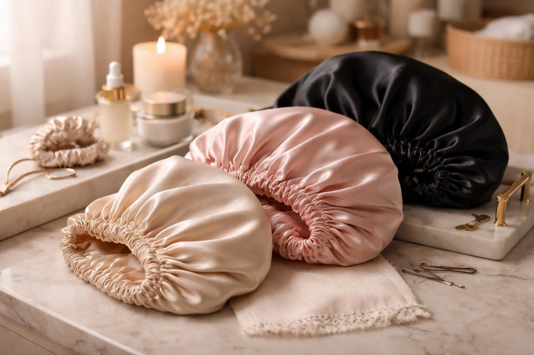 Silk and satin hair bonnets for curly hair