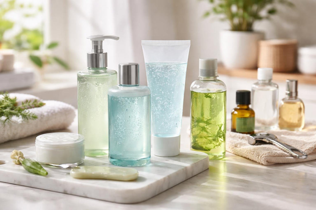 assorted soothing after shave gels and alternatives