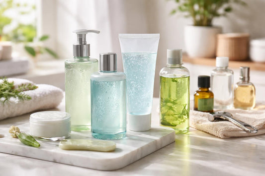 assorted soothing after shave gels and alternatives