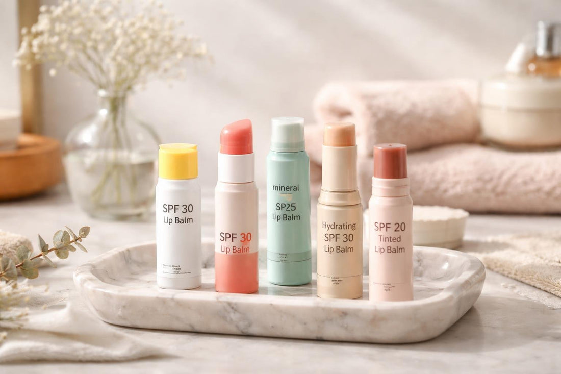 Tinted and clear SPF lip balms for dry lips