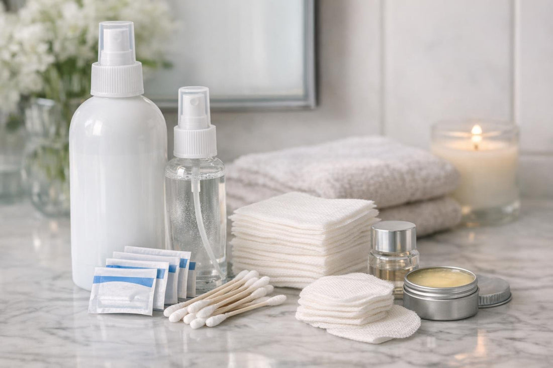 Spring piercing aftercare kit with saline and gauze