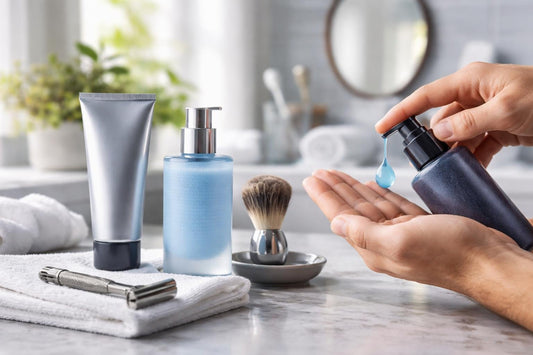 Men applying shaving gel for comfortable spring shave