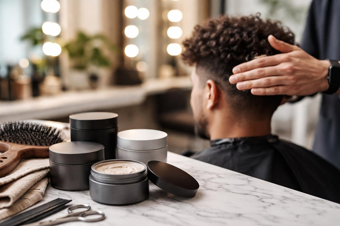 Toronto stylist applying professional styling clay to textured hair