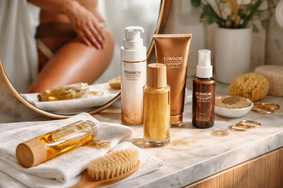 Applying tanning lotion outdoors in Ontario sun