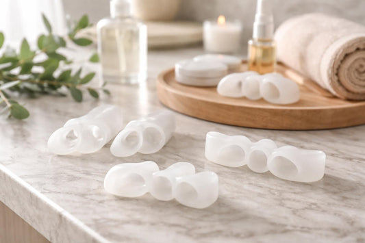 Close-up silicone toe separators for bunion relief