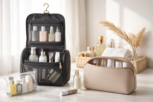 compact hanging and silicone toiletry bags for travel