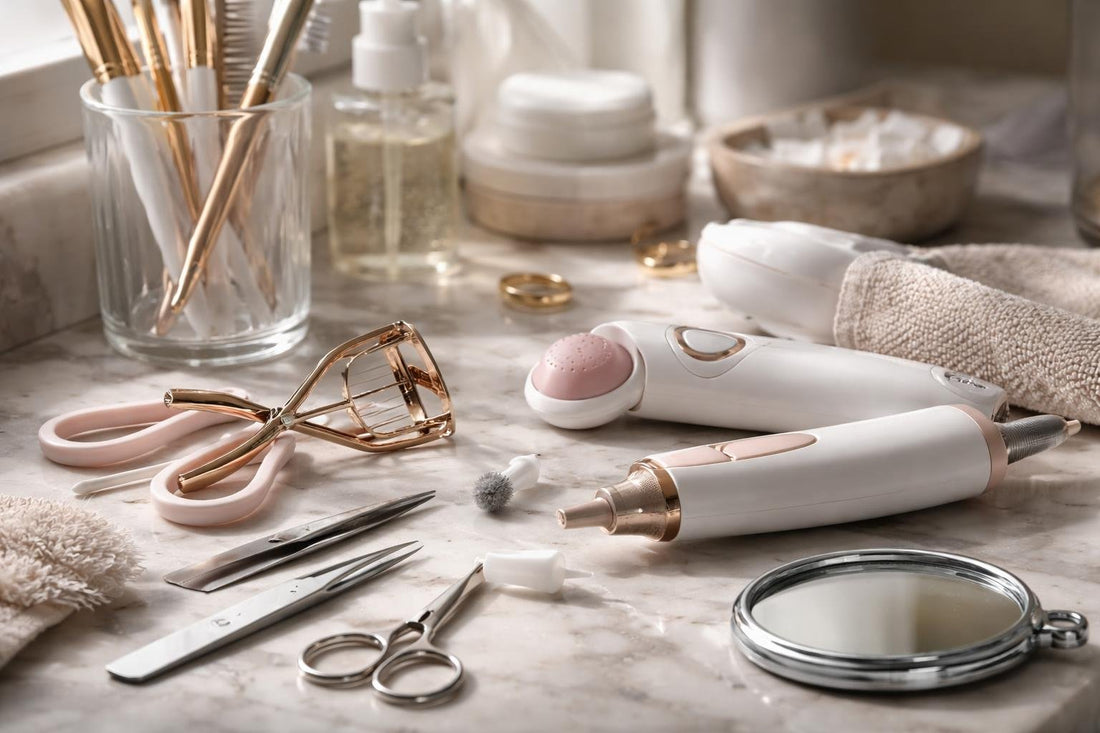 Close-up of DIY beauty tools and accessories troubleshooting