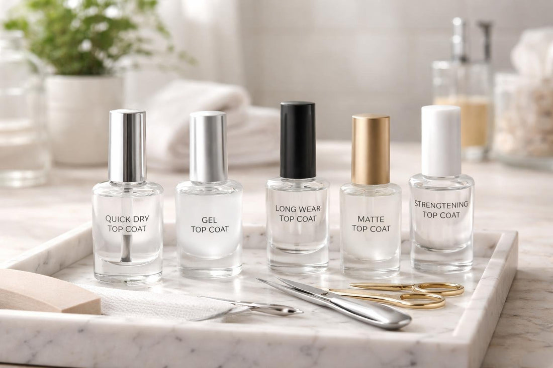 Assorted nail polish top coats for Ontario shoppers