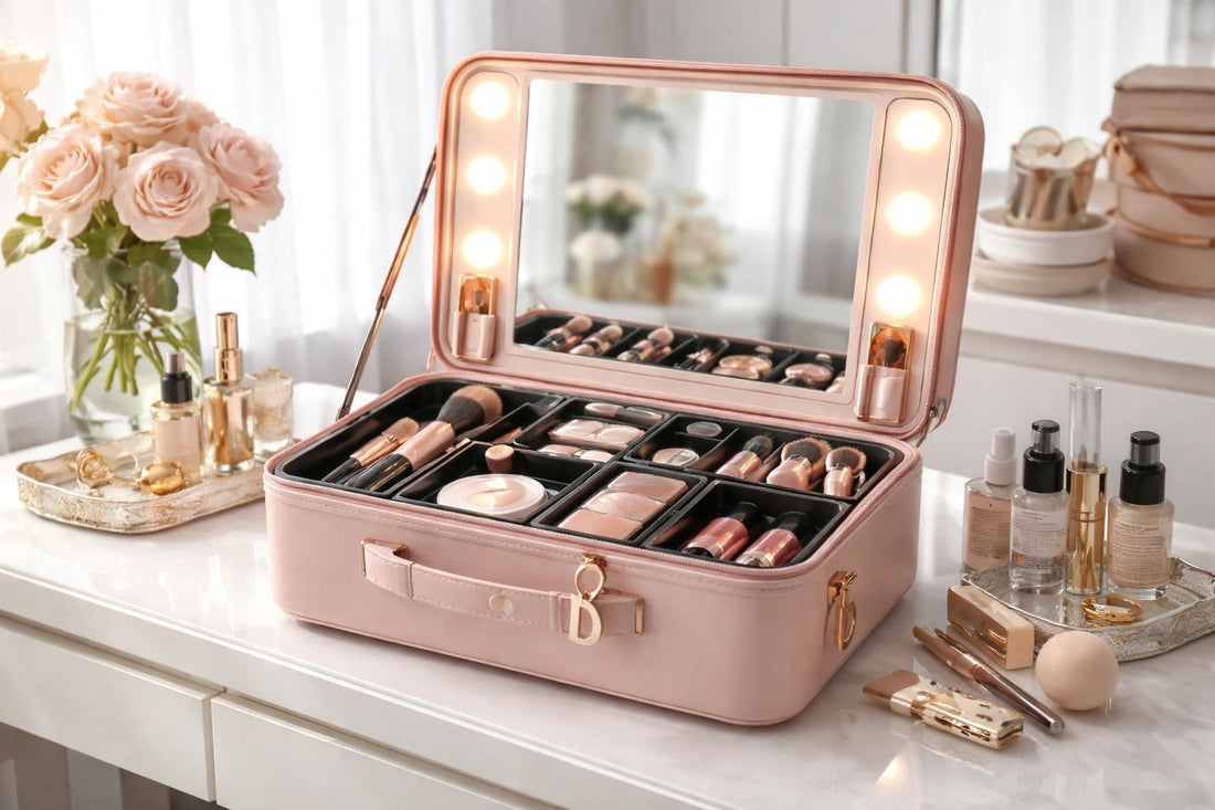 Toronto makeup artist train case interior with LED mirror