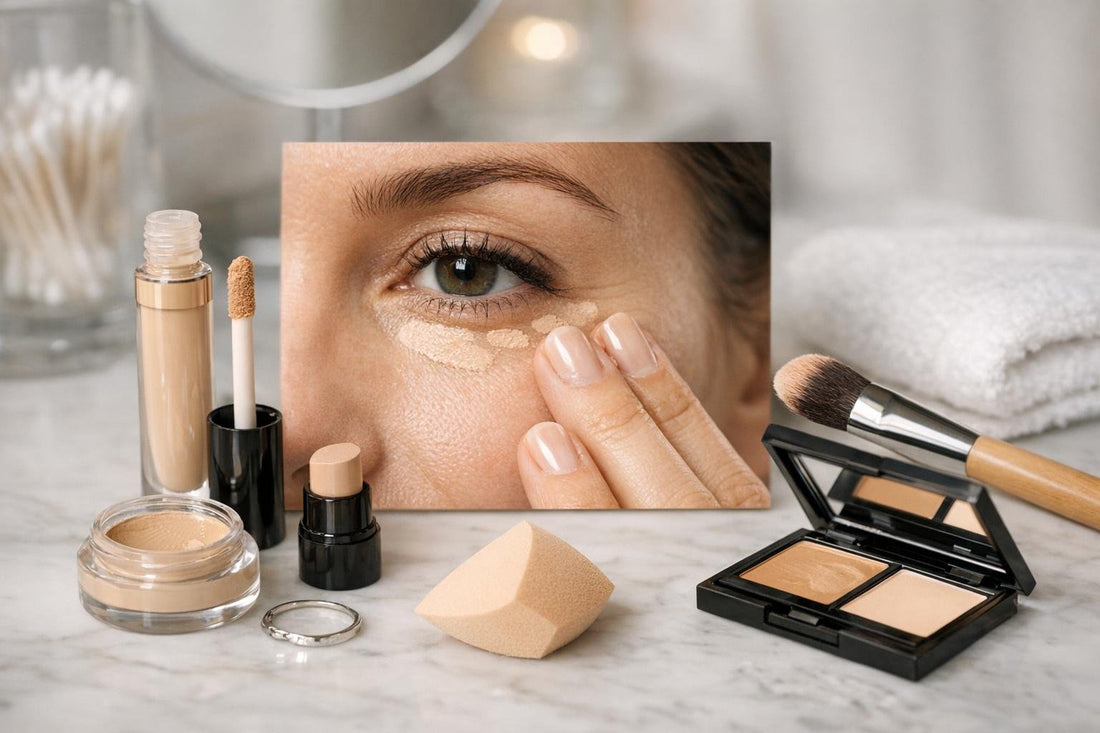 Applying under-eye concealer to brighten dark circles smoothly