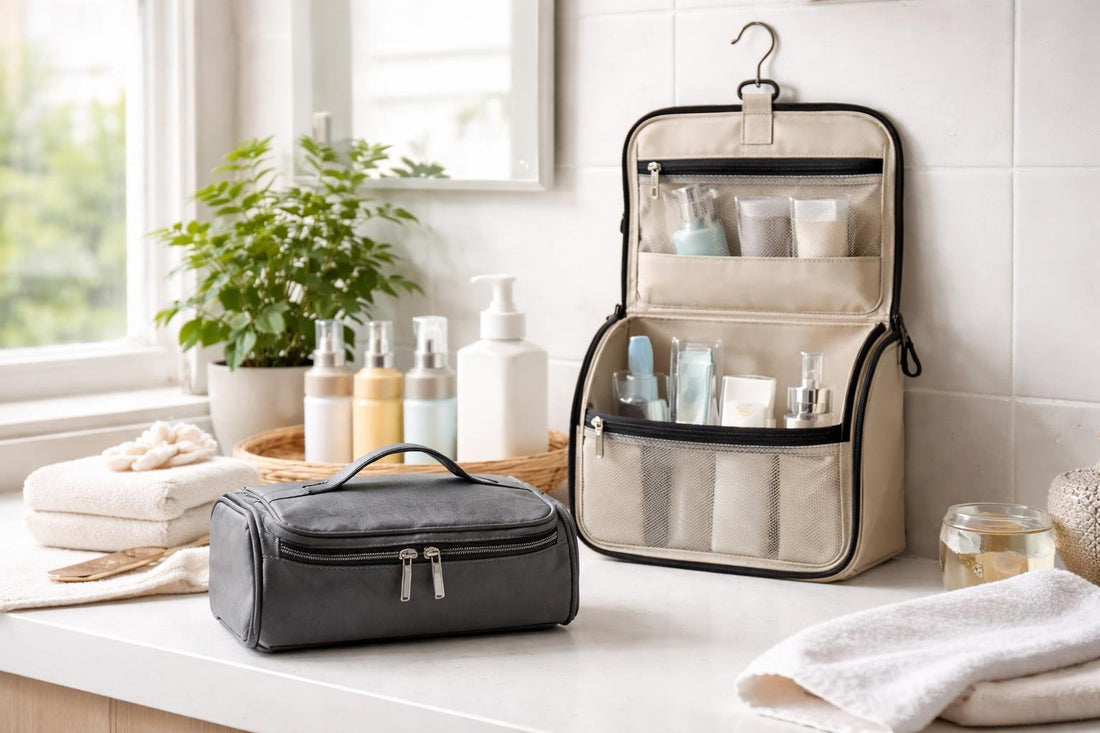 compact waterproof hanging toiletry bag for travel
