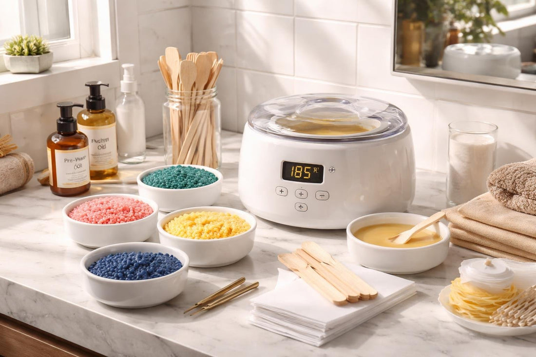 wax warmer kit and accessories on counter