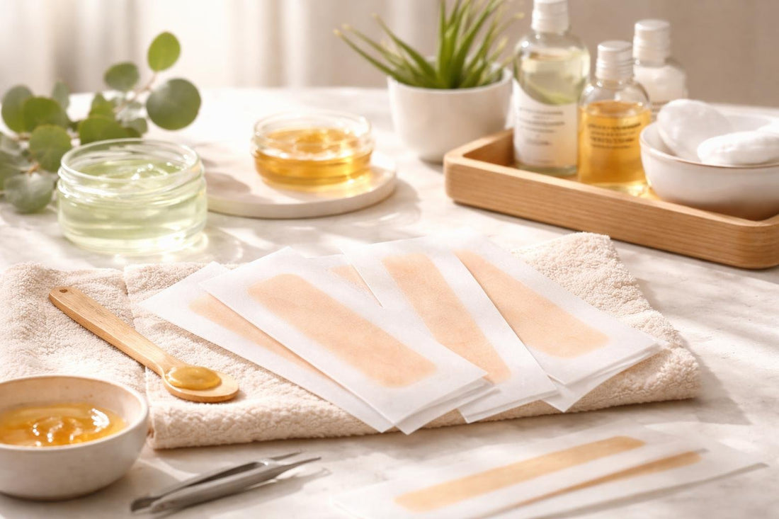 waxing strips laid out for sensitive skin care