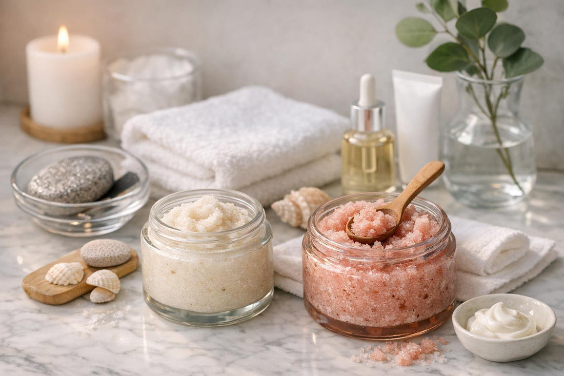 Weekly routine using hand and foot scrubs at home