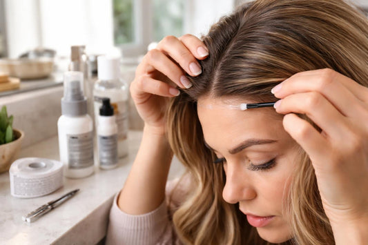 Applying wig adhesive at hairline for secure hold