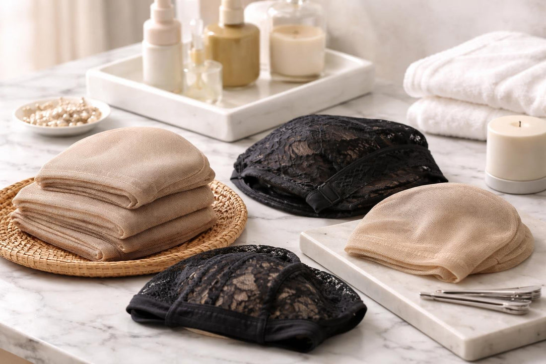 Assortment of wig caps for sensitive scalps