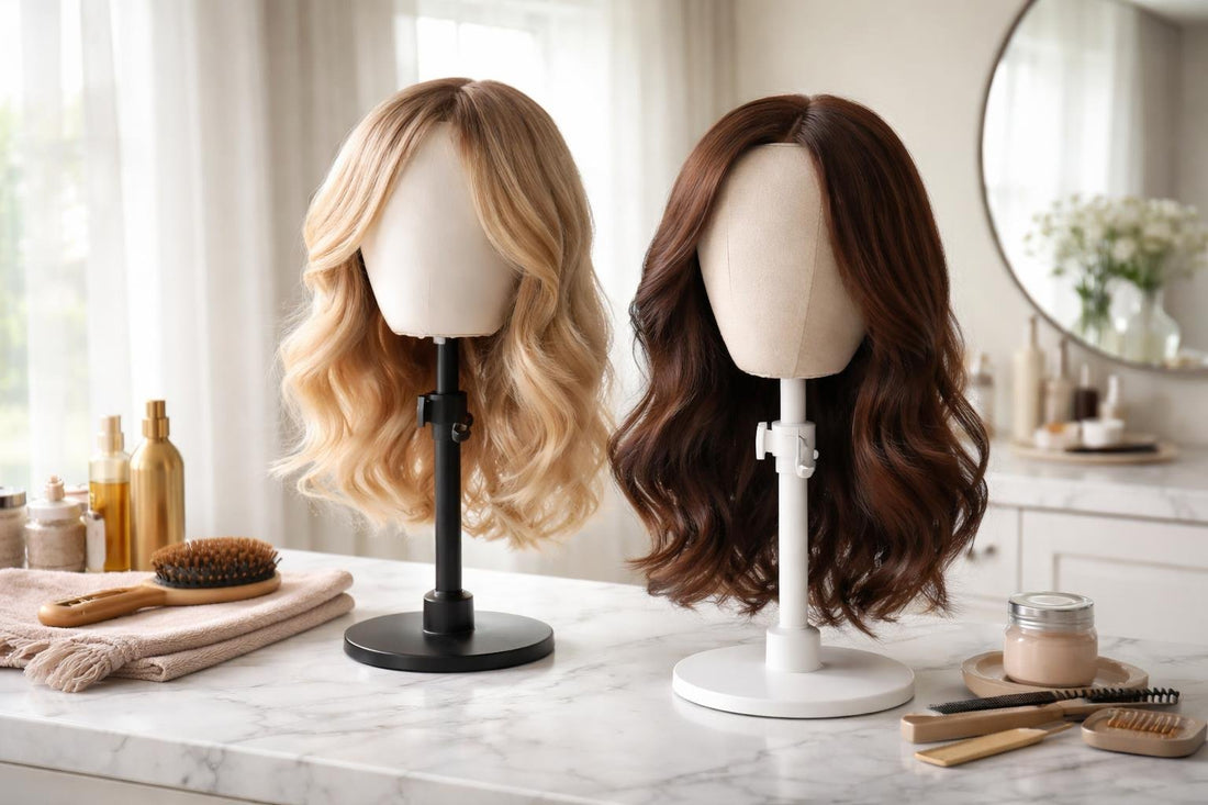 Wig head stand supporting wig drying and styling