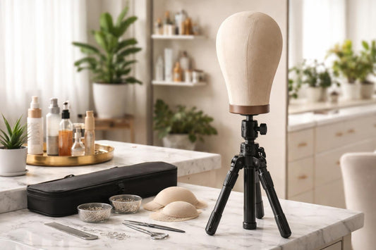 Wig head stand tripod with canvas block head