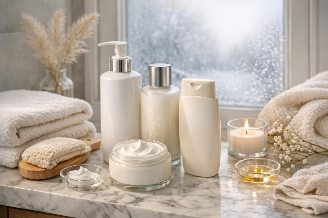 Winter body lotion routine on Canadian skin