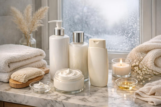Winter body lotion routine on Canadian skin