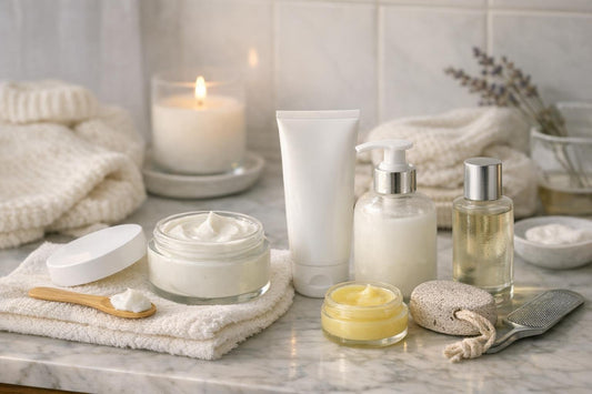 Winter foot cream and lotion routine for cracked heels