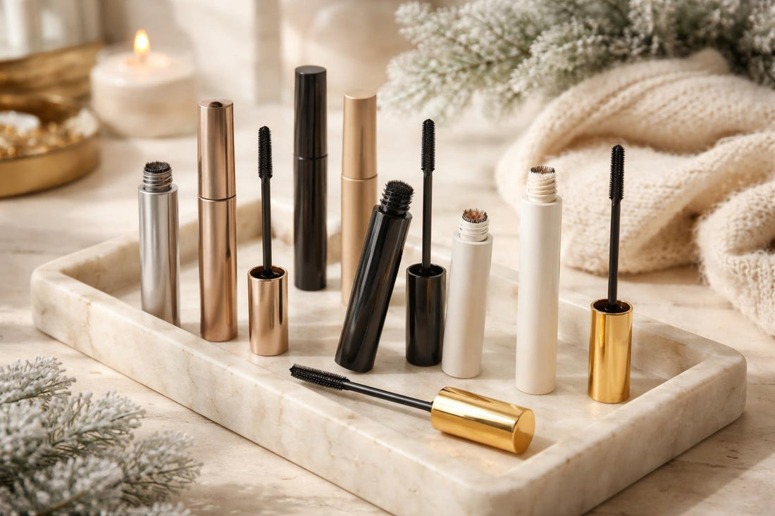 Winterproof mascara collection showing brushes and tubes