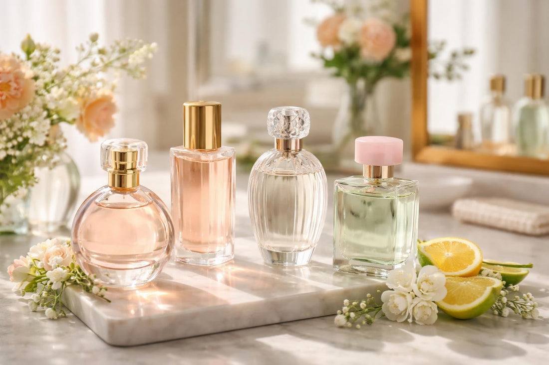 Light women’s eau de toilette bottles for spring summer