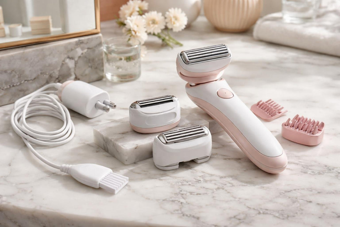 Women’s electric shaver accessories: guards, heads, and charger