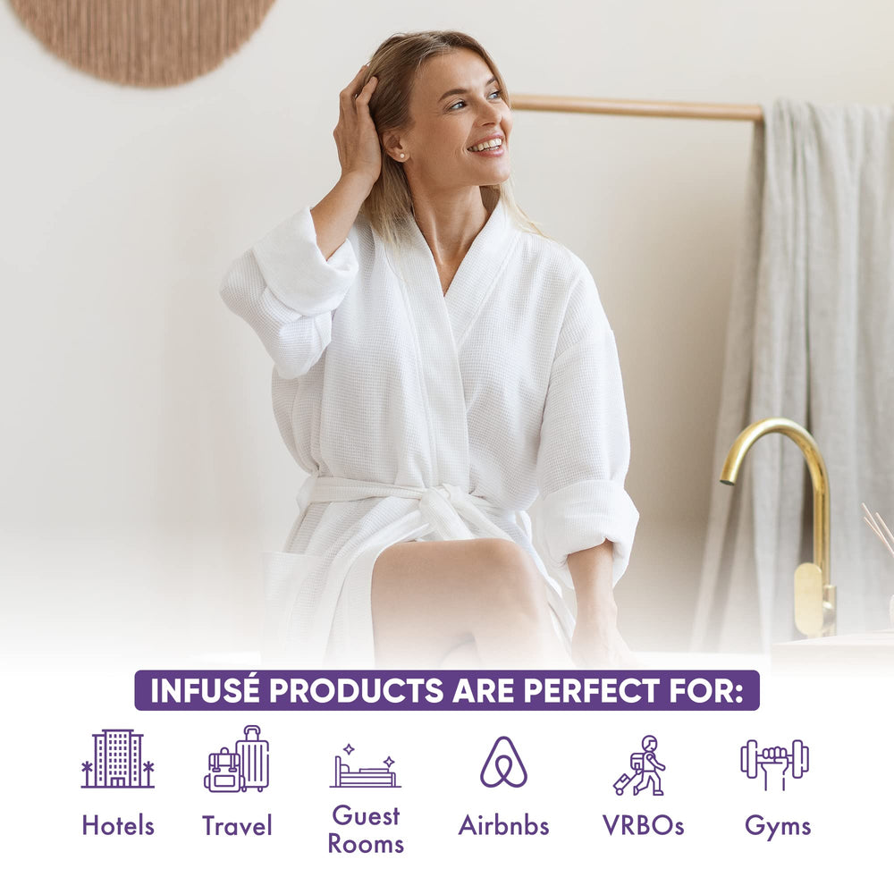 1-Shoppe All-in-Kit Infuse Lavender Mint conditioner pump bottle, perfect for replenishable guest amenities.