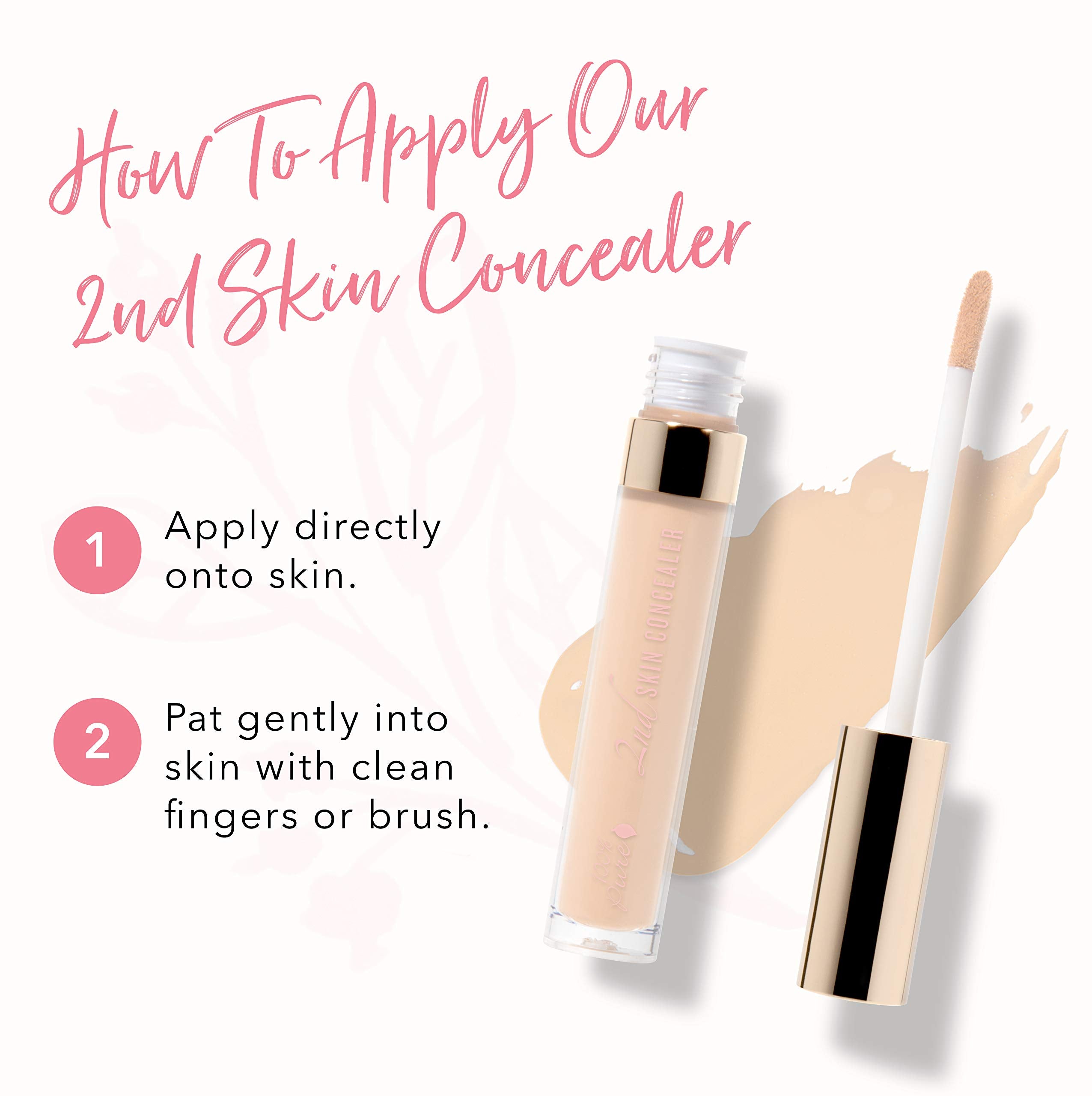 Texture close-up of 100% PURE concealer showing silky, lightweight feel