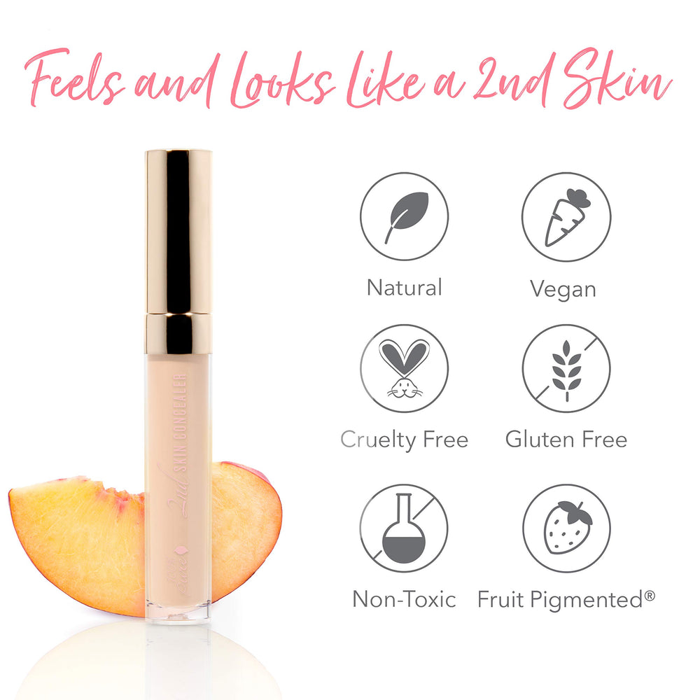Ingredients panel highlights Vitamin E and olive squalane hydration in 100% PURE concealer